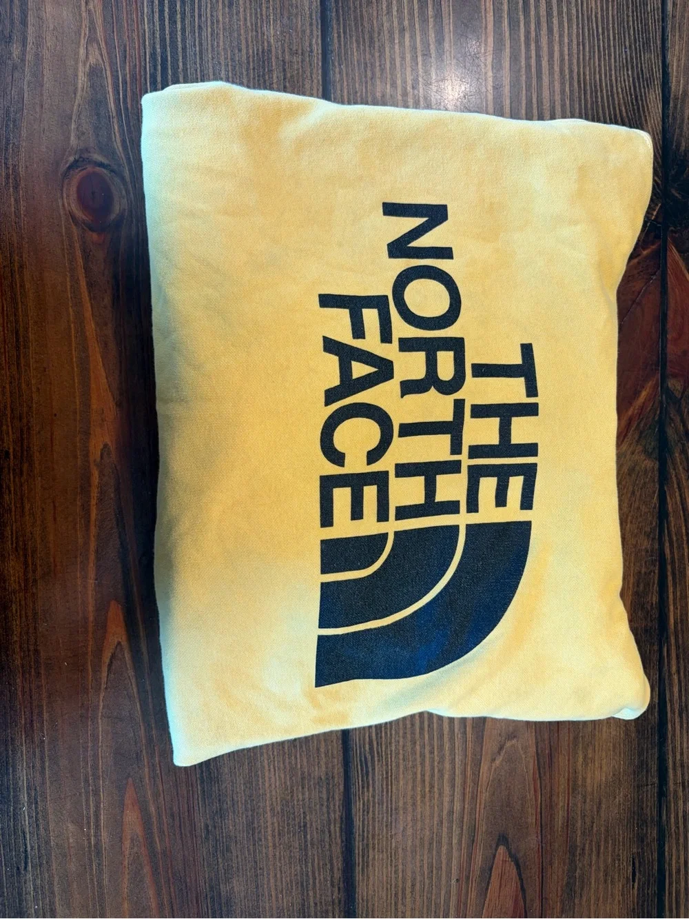 The North Face Men's Mustard Yellow Crewneck Hoodie with Black Logo